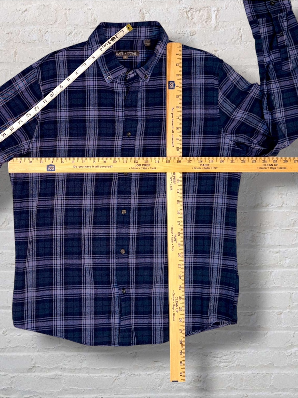 Slate & Stone Plaid Shirt Men’s XL Navy Slim Fit Flannel Button Down - Picture 7 of 11